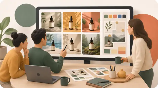 Unified illustration of a marketing team creating AI campaign variations